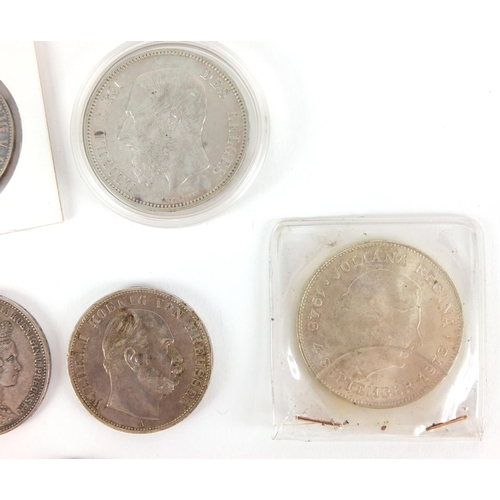 2475 - Nine 19th century and later continental coins mostly silver including an 1860 Prussian crown, 1973 t... 