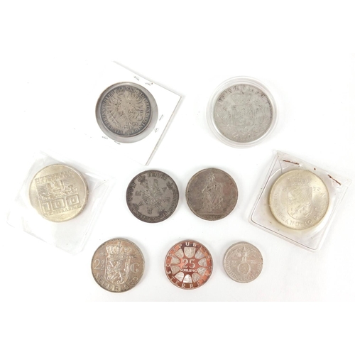 2475 - Nine 19th century and later continental coins mostly silver including an 1860 Prussian crown, 1973 t... 