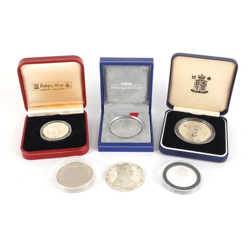 2453 - Mostly silver proof coins including 1994 Guernsey two pound coin commemorating the 50th Anniversary ... 