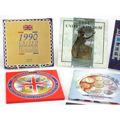 2460 - Eight United Kingdom uncirculated coin collections, 1985, 1990, 1991, 1994, 1995, 1996, 1997 and 200... 