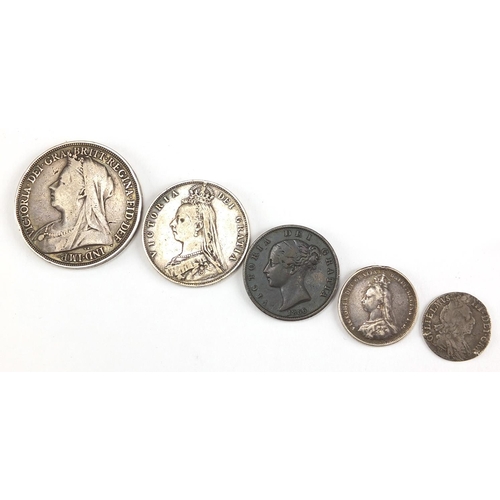 2515 - 17th century and later coins and bank notes, housed in a collectors cabinet and a folder, some silve... 