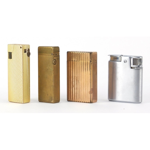 2387 - Four vintage pocket lighters including Dunhill and Dupont