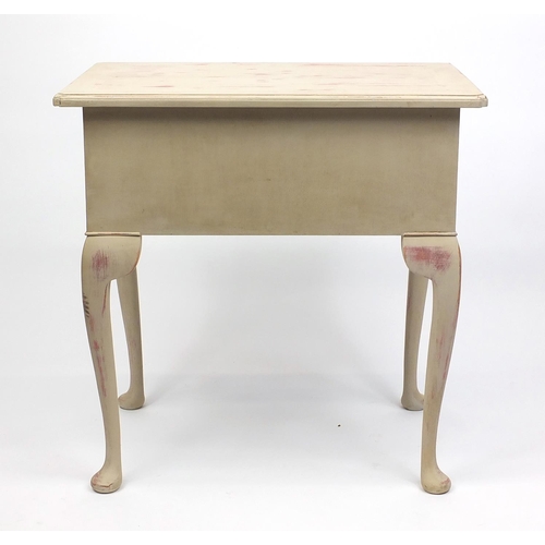 2054 - Shabby Chic lowboy fitted with three drawers, 70cm H x 69cm W x 46cm W