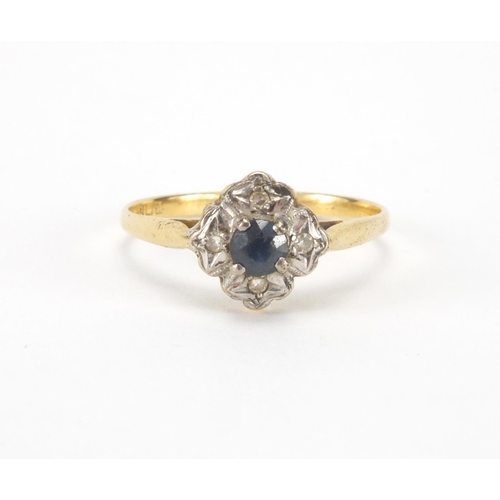 2581 - 18ct gold sapphire and diamond ring, size O, approximate weight 2.3g