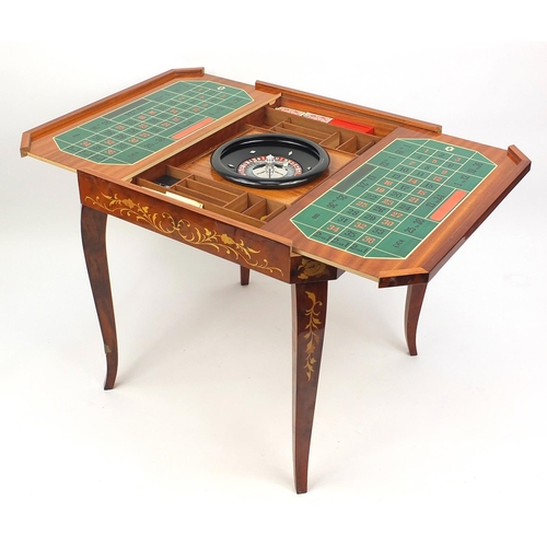 2048 - Inlaid Sorrento roulette, chess and backgammon  games table 75cm H x 78cm w x 78cm D