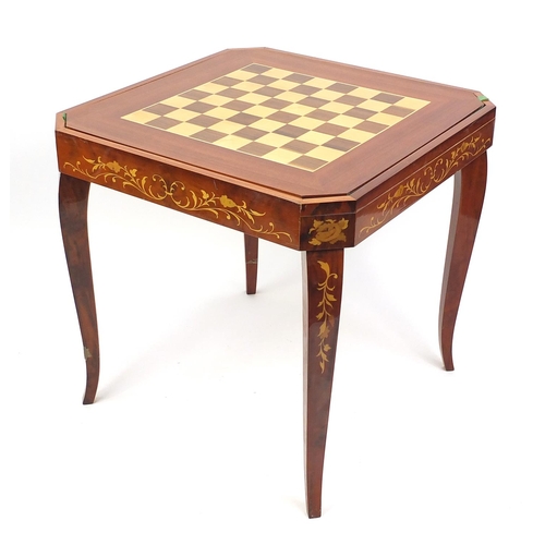 2048 - Inlaid Sorrento roulette, chess and backgammon  games table 75cm H x 78cm w x 78cm D