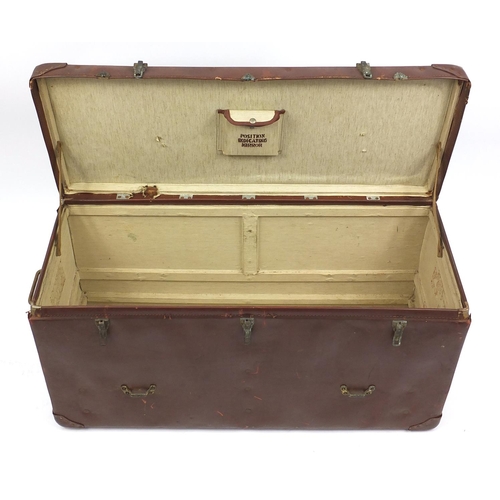 2063 - World War II Lancaster aircraft desert equipment trunk with carrying handles, 51cm H x 98cm W x 40cm... 