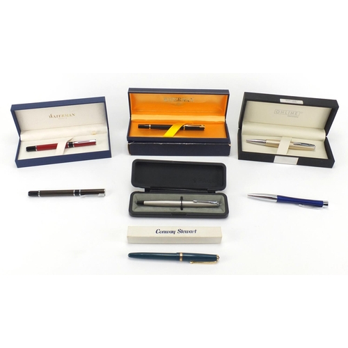 2397 - Fountain and ballpoint pens some boxed comprising Parker, Waterman's Conway Stewart and Online Germa... 