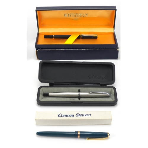 2397 - Fountain and ballpoint pens some boxed comprising Parker, Waterman's Conway Stewart and Online Germa... 