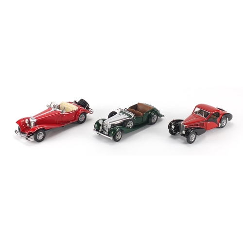 2376 - Three Franklin Mint die cast vehicles, all with boxes, 1938 Alvis 4.3 Litre, 1935 Mercedes Benz 500K... 