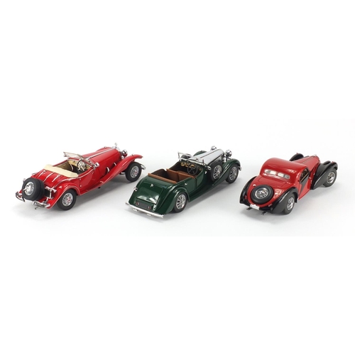 2376 - Three Franklin Mint die cast vehicles, all with boxes, 1938 Alvis 4.3 Litre, 1935 Mercedes Benz 500K... 