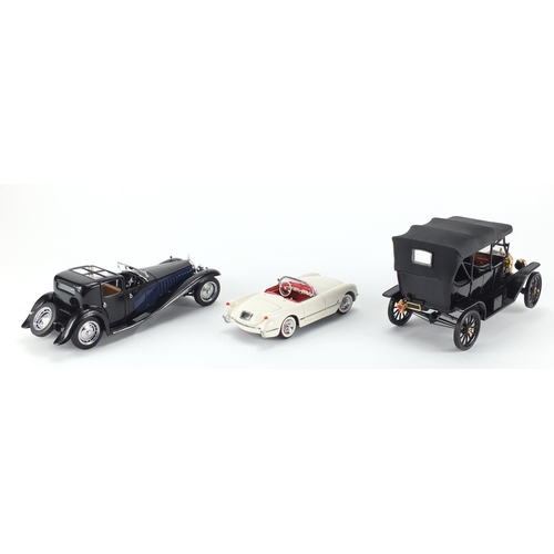 2373 - Three Franklin Mint die cast vehicles, two with boxes, 1930 Bugatti Royale Coupe Napoleon, Ford mode... 