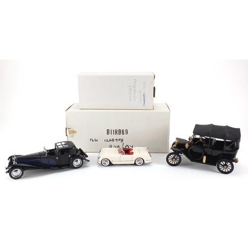 2373 - Three Franklin Mint die cast vehicles, two with boxes, 1930 Bugatti Royale Coupe Napoleon, Ford mode... 