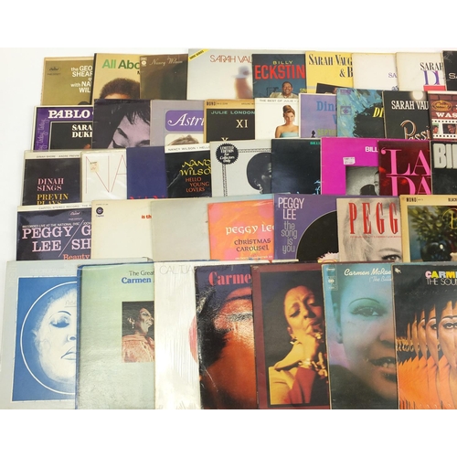 2794 - Female vocal Jazz vinyl LP's including Carmen Mcrae, Billie Holiday, Dinah Washington, Sarah Forn an... 