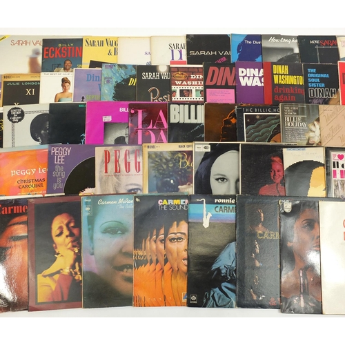 2794 - Female vocal Jazz vinyl LP's including Carmen Mcrae, Billie Holiday, Dinah Washington, Sarah Forn an... 