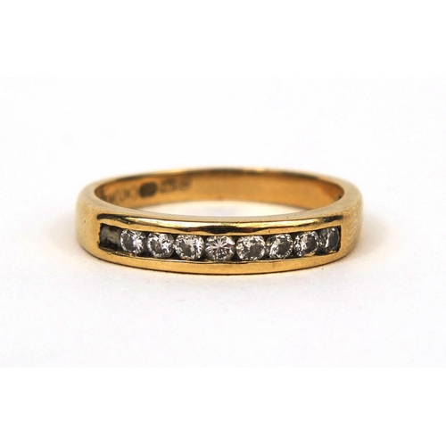 2589 - 9ct gold diamond half eternity ring, set with eight diamonds, size P, approximate weight  3.0g