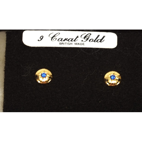 2647 - Four pairs of 9ct gold earrings, some set with assorted stones, approximate weight 2.5g