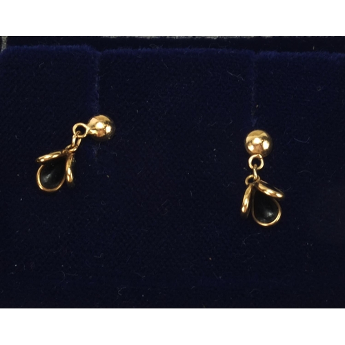 2647 - Four pairs of 9ct gold earrings, some set with assorted stones, approximate weight 2.5g