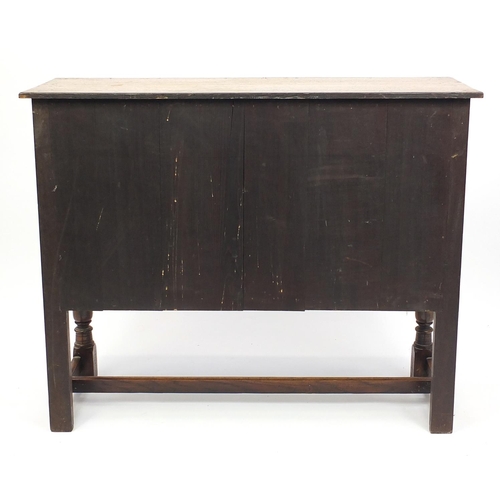 2023 - Ipswich oak side cabinet, with carved decoration 86cm H x 107cm W x 38cm D