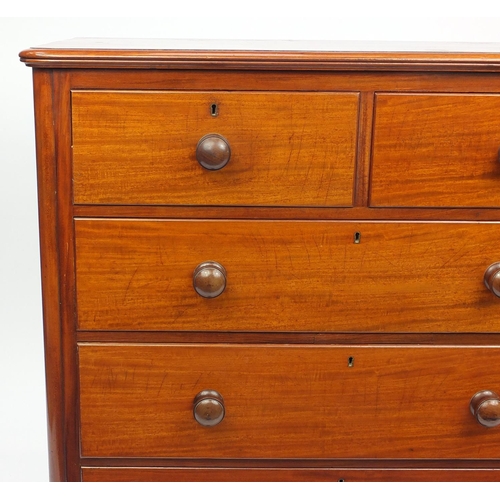 2022 - Victorian mahogany five drawer chest, 107cm H x 107cm W x 53cm D