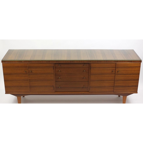 2007 - Vintage Handcraft rosewood sideboard designed by Alfred Cox, with glass top, fitted with two pairs o... 