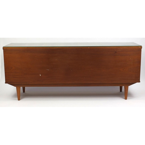 2007 - Vintage Handcraft rosewood sideboard designed by Alfred Cox, with glass top, fitted with two pairs o... 