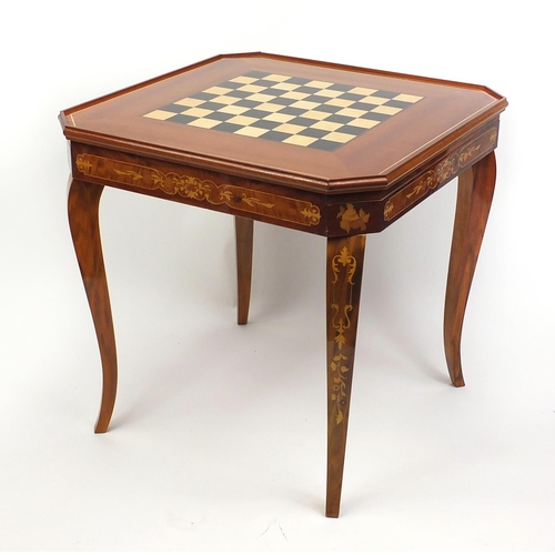 2011 - Inlaid Sorrento roulette, chess and backgammon  games table 75cm H x 78cm w x 78cm D