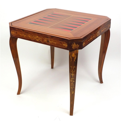 2011 - Inlaid Sorrento roulette, chess and backgammon  games table 75cm H x 78cm w x 78cm D