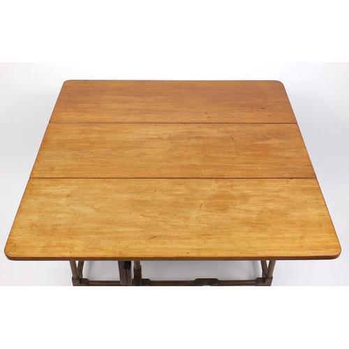 2047 - Mahogany spider gate legged table, 70cm H x 91cm W x 91cm D
