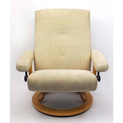 2031 - Stressless armchair with cream upholstery, 100cm high