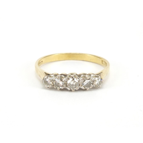 2532 - 18ct gold diamond five stone ring, size Q, approximate weight 2.5g