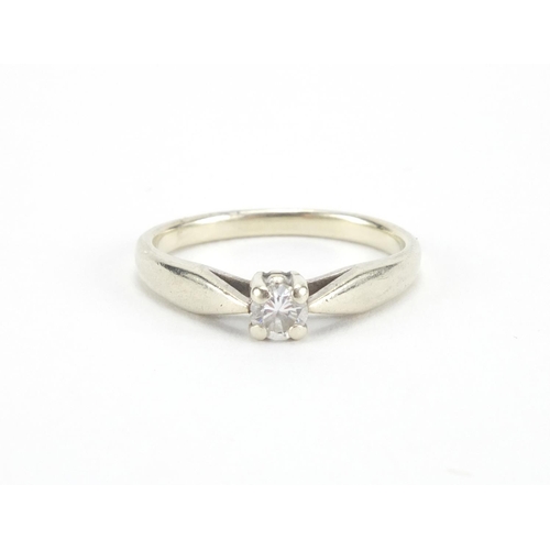 2541 - 9ct white gold diamond solitaire ring, size L, approximate weight 2.2g