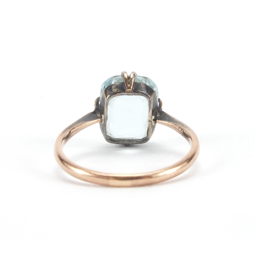 2625 - 9ct gold aquamarine ring, size L, approximate weight 1.9g