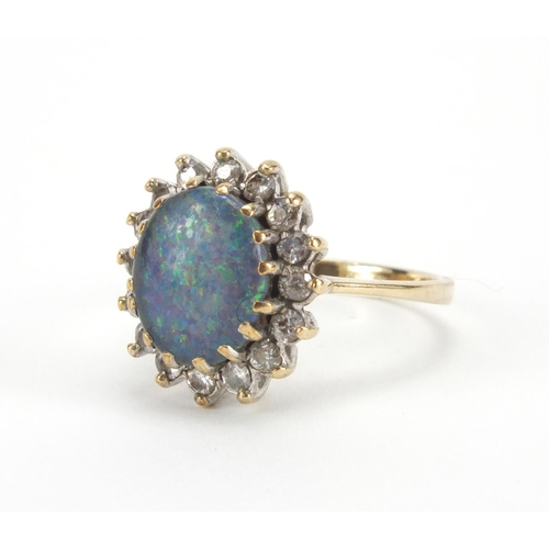 2575 - 9ct gold cubic zirconia and opalescent ring, size M, approximate weight 2.9g