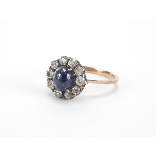 2603 - 9ct gold blue and clear stone dress ring, size O, approximate weight 2.5g