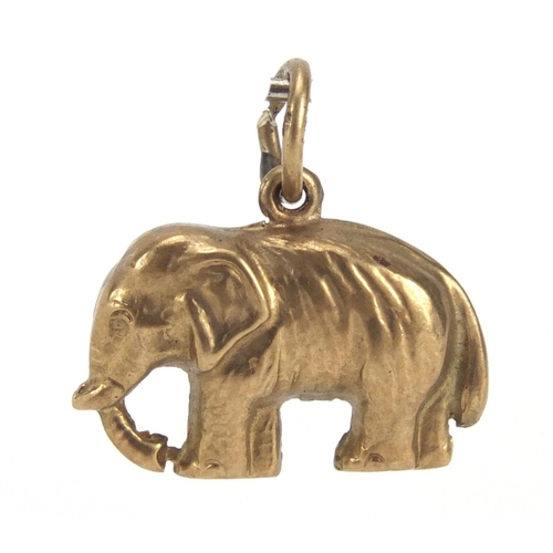 2648 - 9ct gold elephant charm, 1.5cm in length, approximate weight 0.7g