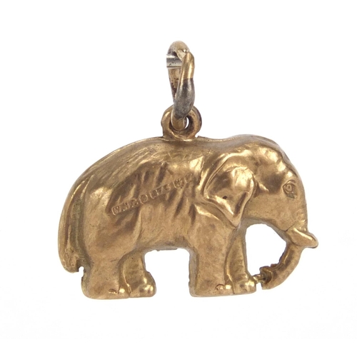 2648 - 9ct gold elephant charm, 1.5cm in length, approximate weight 0.7g