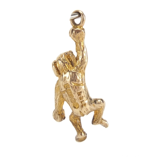 2644 - 9ct gold monkey charm, 1.8cm in length, approximate weight 1.2g