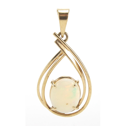 2640 - 9ct gold opal pendant, 3cm in length, approximate weight 1.7g