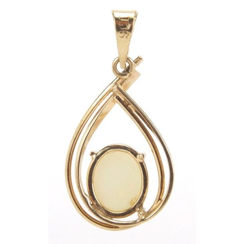 2640 - 9ct gold opal pendant, 3cm in length, approximate weight 1.7g