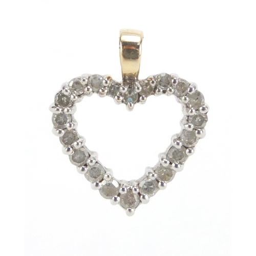 2662 - 9ct gold diamond love heart pendant, 1.5cm in length, approximate weight 0.9g