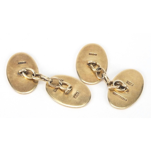 2537 - Pair of 9ct gold cuff links, approximate weight 8.2g