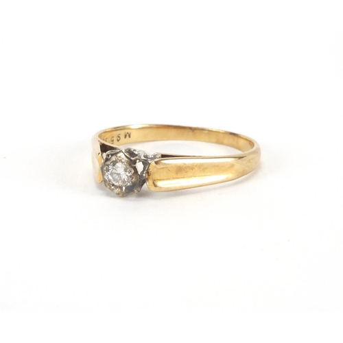 2543 - 9ct gold diamond solitaire ring, size N, approximate weight 1.8g