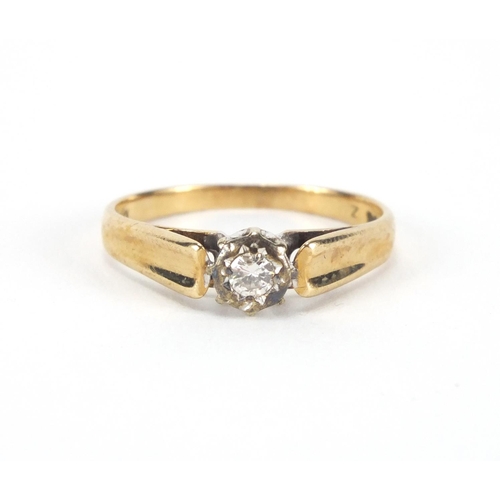 2543 - 9ct gold diamond solitaire ring, size N, approximate weight 1.8g