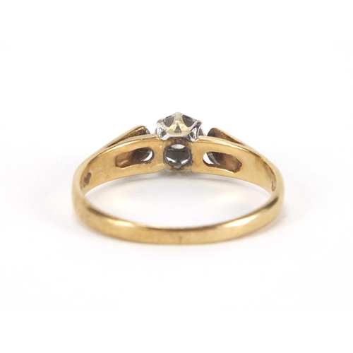 2543 - 9ct gold diamond solitaire ring, size N, approximate weight 1.8g