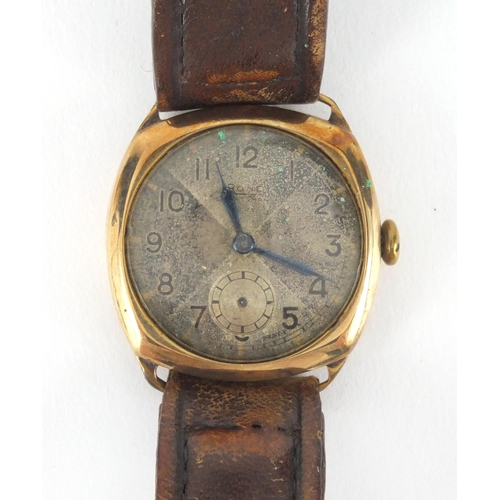 2549 - 9ct gold vintage wristwatch with leather strap