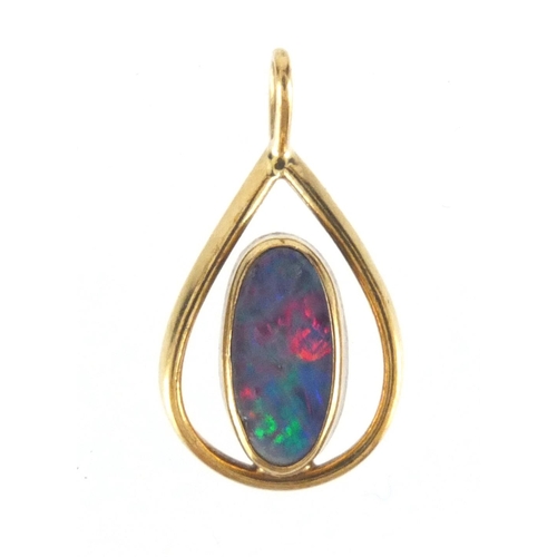 2610 - 9ct gold opalescent pendant, 2cm in length, approximate weight 1.2g