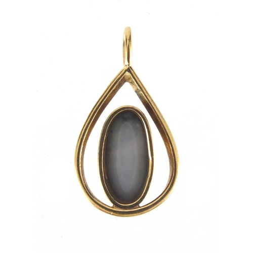 2610 - 9ct gold opalescent pendant, 2cm in length, approximate weight 1.2g