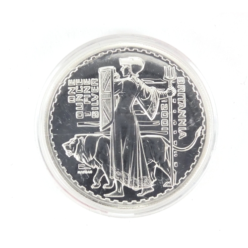 2457 - Two silver proof Piedfort two pound coins together with a 2001 Britannia one ounce silver two pound