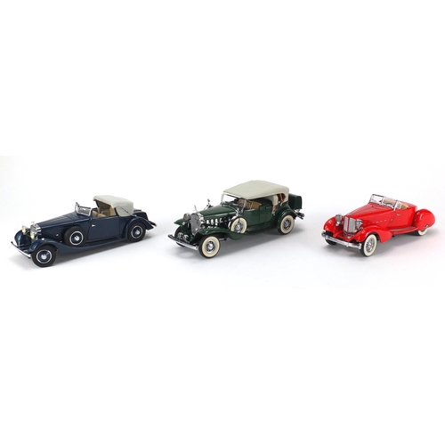 2375 - Four Danbury Mint die cast vehicles, all with boxes, 1934 Hispano-Suiza J12, 1932 Cadillac V-16 and ... 